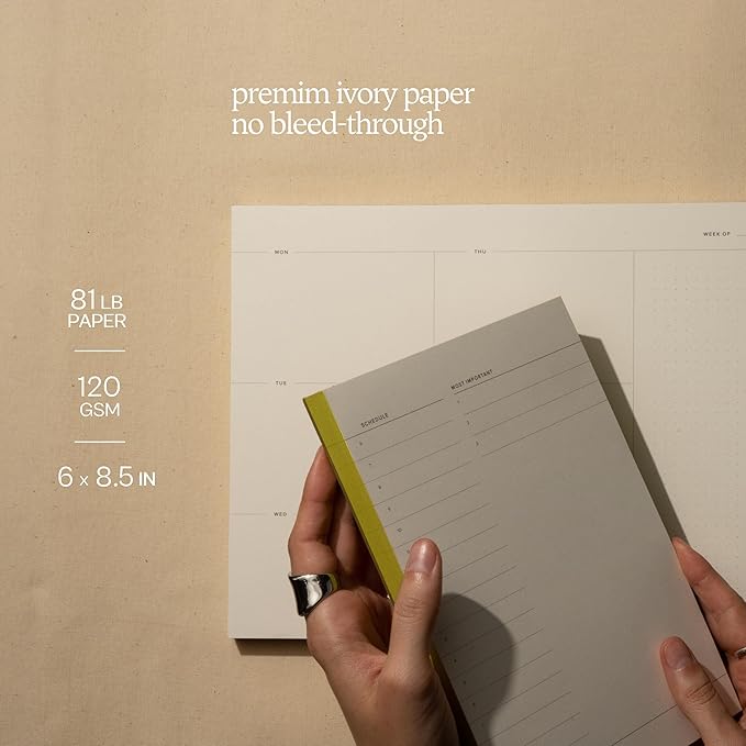 Daily and Weekly To-Do List Notepad – Desk Pad for Work and Study, Lime, 8x6 Inches