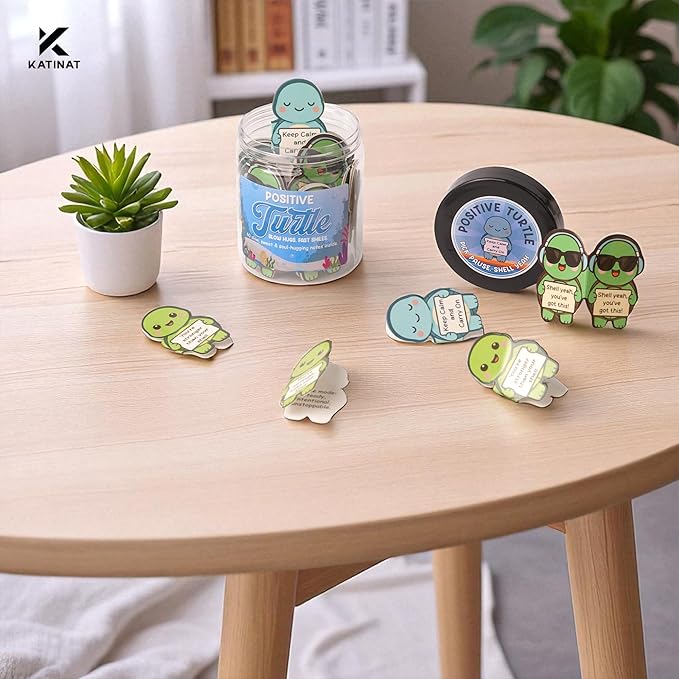 Positive Turtle Jar – 60 Funny Emotional Support Affirmation Cards, Sea Turtle Gifts for Women, Teens, Tweens, Girls, Turtle Decor, Trendy Teen Girl Stuff, Back to School Gifts, Teachers Gift