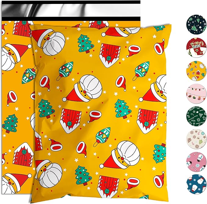 Christmas Poly Mailer 10x13 Inch 25 Pcs, Waterproof Shipping Bags for Clothing, Tear-Resistant Mailier, Strong Mailing With Self-Seal - Santa Claus Printed