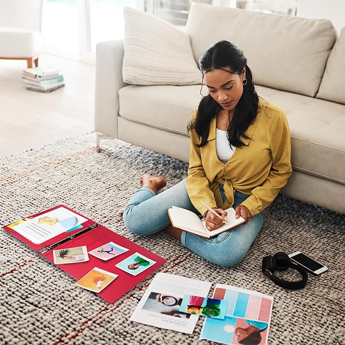 Samsill 0.5 Inch 3 Ring Binder, Made in USA, Economy Round Ring, Clear View Cover, 100 Sheet Capacity - for School, Home, Office - Red, 4 Pack