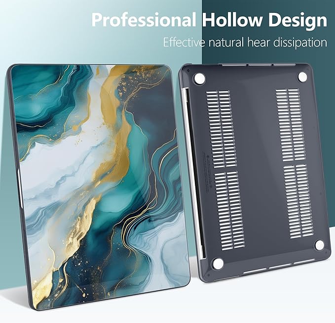 TWOLSKOO Compatible with MacBook Pro 13 inch Case 2023-2016 A2338 M2/M1 A2251 A2289 A2159 A1989 A1706, Plastic Hard Shell Cover & Keyboard Skin & Screen Protector, Graphite Marble