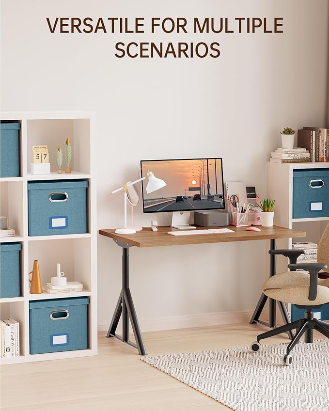 4 Pack File Storage Organizer, Document Organizer, Portable File Box with Lid, Fit for Letter/Legal File Folder Storage,Dark Blue-Box only