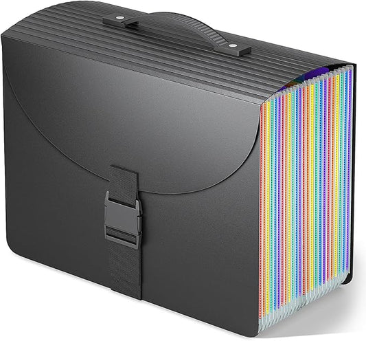 25 Pockets File Organizer with Plastic Handle,Expanding File Folders for Receipt,Paper,Documents,Monthly tab Including in Accordion File Folder Organizer,Perfect Filing Folder Matte