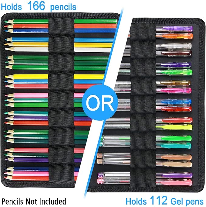 YOUSHARES Colored Pencil Case 166 Slots Pen Case Organizer With Handy Wrap & Zipper, Multilayer Holder for Prismacolor Colored Pencils & Gel Pen (Ice-Cream)