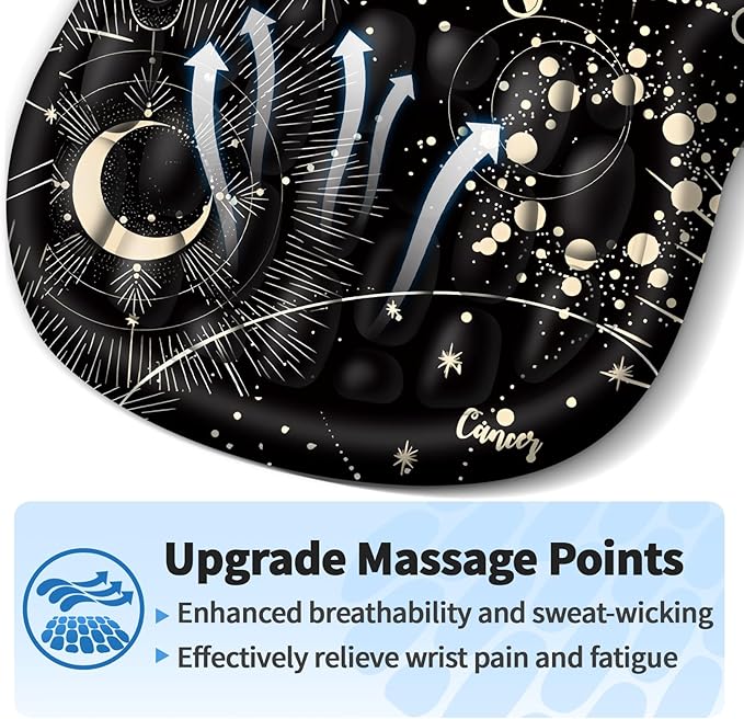 YIWEI Ergonomic Mouse Pad with Wrist Rest Support, Mousepad with Comfortable Memory Foam Wrist Rest and Non-Slip PU Base for Pain Relief, Computer, Laptop, Office, Home (Constellation)