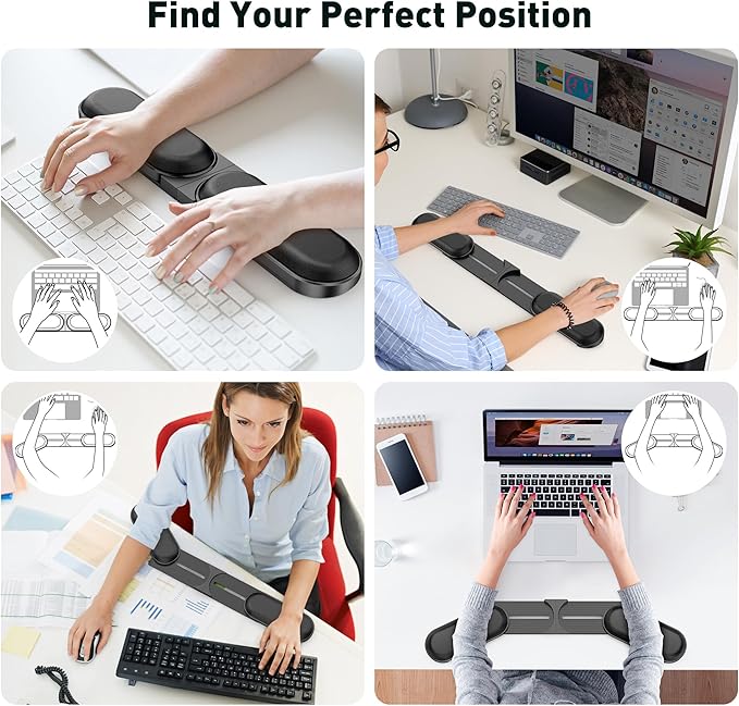 Keyboard Wrist Rest – Adj. Angle & 25” Length, Foldable Memory Foam Ergonomic Support for PC, Laptop, Gaming – Non-Slip, Typing & Mouse Pain Relief