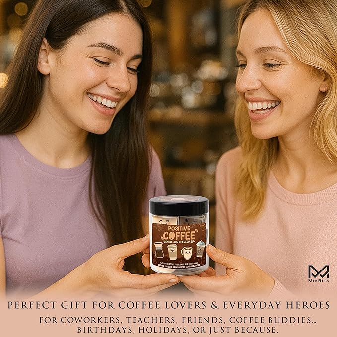 Positive Coffee Affirmation Jar – 60pcs Cute Emotional Support Coffeee – Coffee Gifts for Women, Men– Birthday Gift, White Elephant Gifts for Coworker, Boss, Teacher, Teens, Back to School Gift