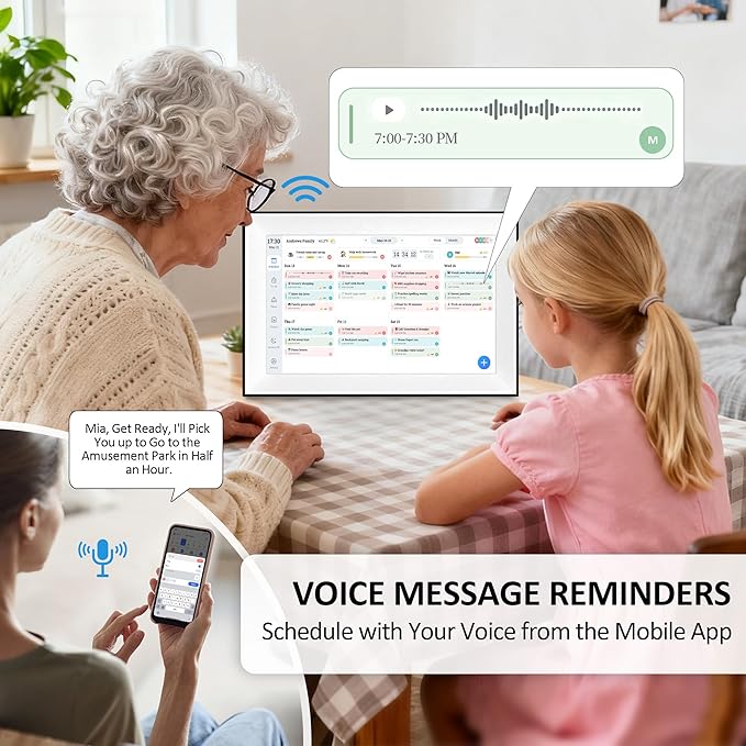 10.1 Inch Digital Calendar Chore Chart, Digital Picture frame Smart Touchscreen Desk Electronic Calendar Family Planner for Seamless Scheduling/Organizing