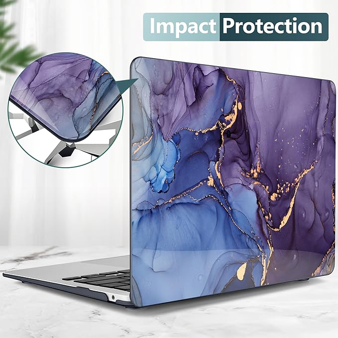 DONGKE Compatible with MacBook Air 13 inch Case 2021 2020 2019 2018 Release A2337 M1 A2179 A1932 with Retina Display Touch ID, Plastic Hard Shell & Keyboard Cover - Abstract Marble