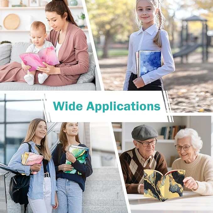 Book Covers – 9 Pack Jumbo Stretchable Book Covers, Reusable & Washable Fabric Book Sleeves for Hardcover & Paperback Textbooks up to 9 x 11 in, Marble Pattern, Back to School Supplies