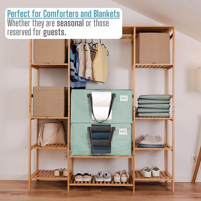 VENO 6 Pack Moving Bags, Comforter and Blanket Storage Bags for Closet, Moving Boxes, Boxes with Lids Alternative, College Dorm Packing Supplies, Foldable Heavy-Duty Tote (Light Green Matte, 6 Pack)