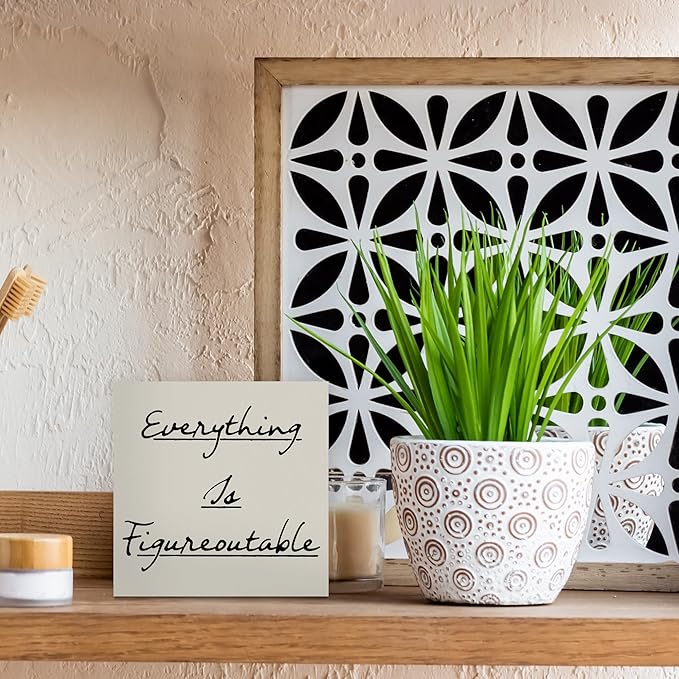 Inspirational Office Decor, Every Thing is Figure Outable Motivational Office Accessories Wooden Box Sign, Positive Gifts for Women, Men Wall Desk Shelf Tabletop Decoration 5x5In