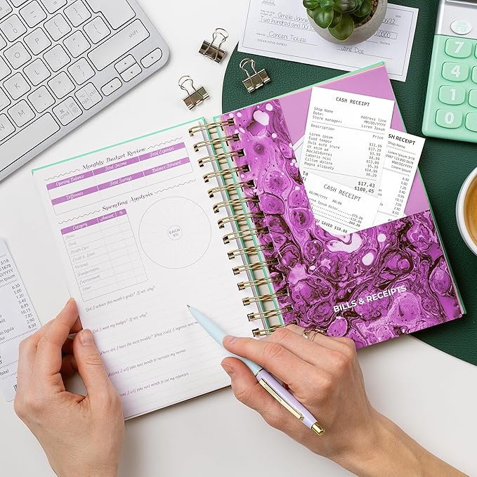 GoGirl Budget Planner & Monthly Bill Organizer – Monthly Financial Book with Pockets. Expense Tracker Notebook Journal, Compact (Mint Green)