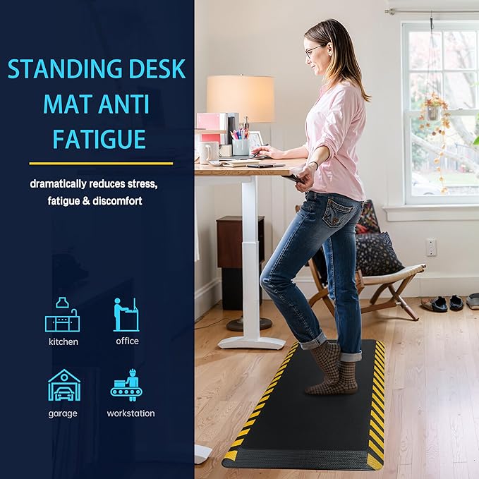 FEATOL Kitchen Mat for Floor, 9/10 Extra Thick Cushioned Anti Fatigue Floor Mat, Memory Foam Padded for Standing at Home, Kitchen, Garage, 20" x 48"-Support for Leg & Back Pain