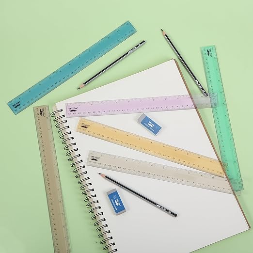 Mr. Pen- Plastic Rulers, 12 Inch, 6 Pack, Morandi Colors, Metric & Imperial, Clear Ruler Set