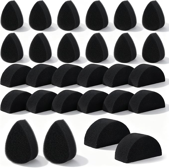 Ymapinc 24 Pcs Face Painting Make Up Sponges, Petal Oval+Water Drop Shaped Face Paint Black Sponge Brush Body Makeup Party Supply Art Work DIY Facial Paint Stencil Tools