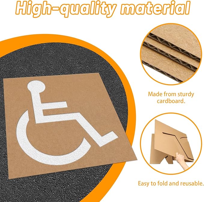 Handicap Parking Stencil Kit, Reusable Cardboard Parking Lot Stencils for Painting, Easy to Use Handicap Symbol