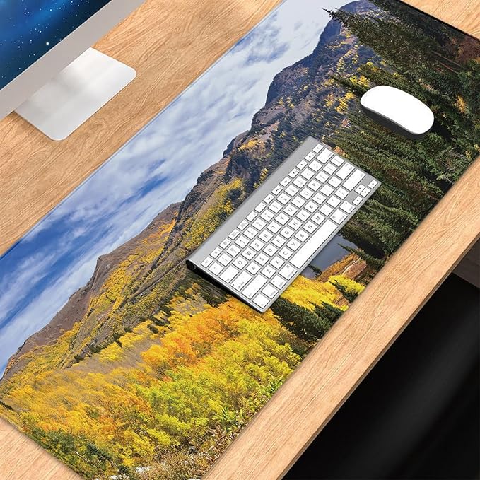 Big Cottonwood Canyon Non-Slip Desk Pad, Desk Mat with Seamed Edges, Utah Landscape Gaming Mouse Pad, Keyboard Pad, Mouse Mat for Work, Game, Office, Home, 31.5 X 11.8 Inch, 3mm Thick