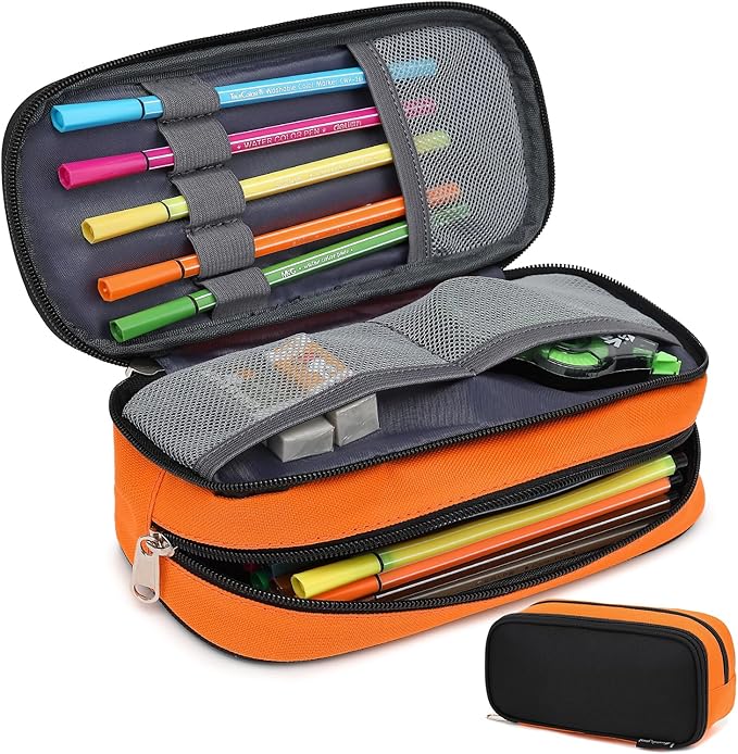Large Capacity Pencil Case Multi-Slot Pencil Pouch Durable Pencil Box Portable Office Pen Bag with Zipper