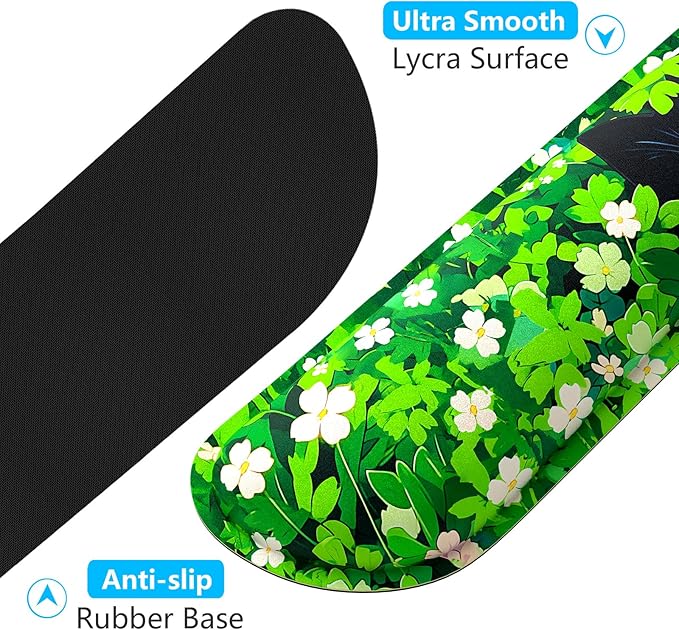 Dapesuom Enlarge Keyboard Wrist Rest, Memory Foam Wrist Cushion for Desk Mats Support, Typing Pain Relief Keyboard Mouse Pad Rests Set with Non-Slip Base for Gaming Laptop Computer, Anime Grass Cat