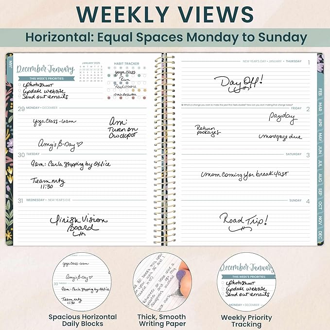 bloom daily planners 2026 Planner (January to December) - 8.5” x 11” Weekly & Monthly Dated Agenda Organizer Book with Stickers & Tabs - Flexible Soft Cover - Blooming Wildly