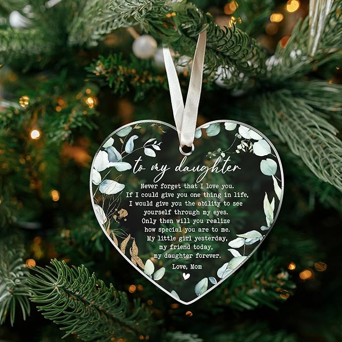 Daughter Christmas Ornaments 2025 - Daughter Christmas Ornaments - Gifts for Daughters from Mom - Acrylic Ornament 2025