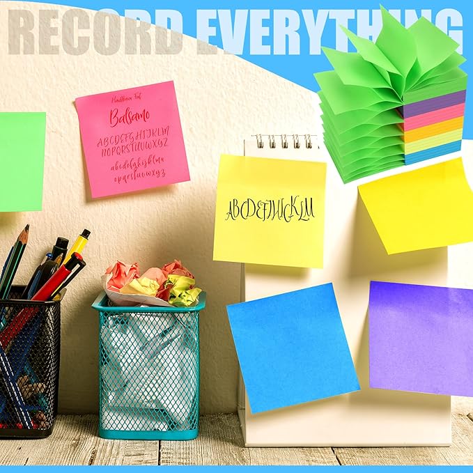 24 Pack Pop Up Sticky Notes 3 x 3 Refills 1200 Sheets Colored Sticky Notes Self Adhesive Memo Pads for Home Office Supplies(Dark Color, Classic)