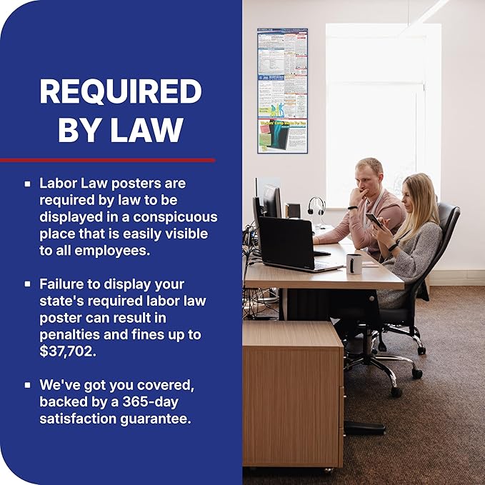 2026 Florida State and Federal Labor Law Poster - English Pack of 2 - OSHA Workplace Compliant - Mandatory Regulations Posting for Employees - Required Compliance Posting 17" x 40" Laminated (English Pack of 2)