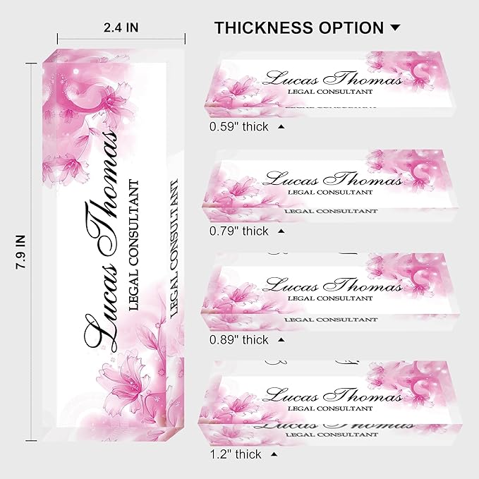 Custom Name Plate for Desk, Personalized Acrylic Office Name Sign with Name & Title, Elegant Desk Decor for Women Men, Employee Appreciation Gift (Pink-1)