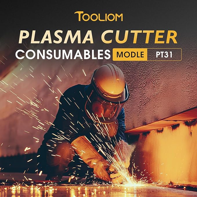 TOOLIOM 60Pcs Plasma Cutter Torch Consumables PT31 Accessories Electrode Tips Nozzles Cups Kit Fit CUT40 CUT50 with Plasma Cutting Torch PT31 LG40