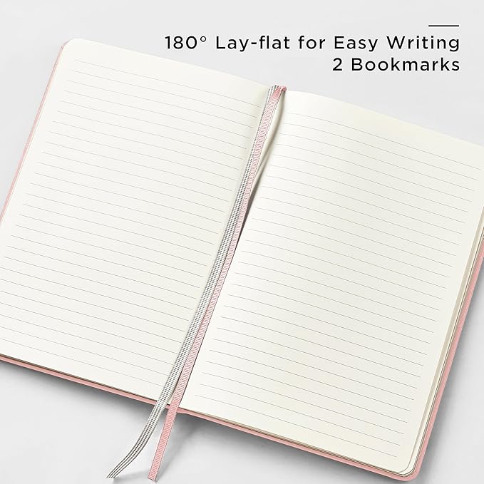 A5 Lined Leather Journal and Pen Set for Women&Men, Gift Box Included, Hardcover Notebook with 160 Pages 100GSM Thick Paper, for Work, Business, School or Home Writing (Pink)