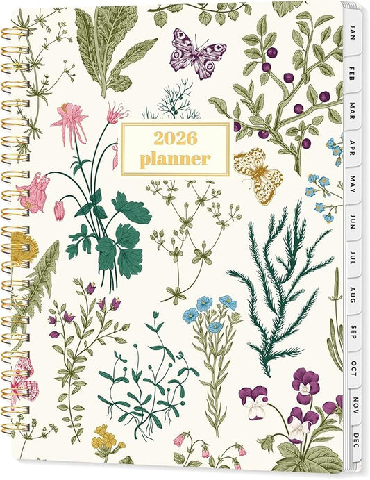 SUNEE Planner 2026 Weekly and Monthly, January 2026-December 2026, 6.4"x8.3", Tabs, Note Pages,Spiral Binding, Flora