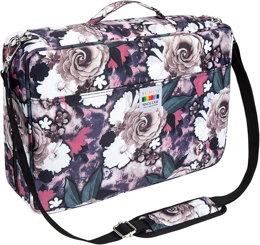 YOUSHARES Big Capacity Colored Pencil Case - 480 Slots large Pen Case Organizer with Multilayer Holder for Prismacolor Colored Pencils & Gel Pen (Grey Rose)