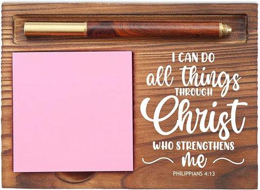 I Can Do All Things Sticky Note Holder, Christian Desk Organizer for Religious Social Worker Therapist Counselor Educators Gift for Office Self-Stick Note Pad Holders EDP105