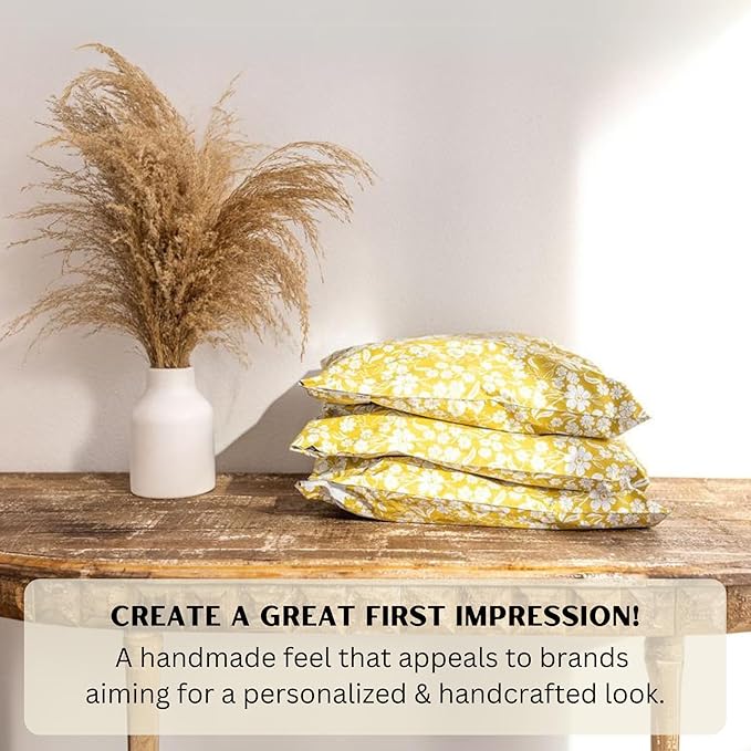 Poly Mailers 14.5x19 Inch 50 Pack Extra-Large Shipping Bags Strong Thick Mailing Envelopes Self Sealing Adhesive Waterproof & Tear Proof | Small Business Packaging for Clothing - Floral Mustard Yellow