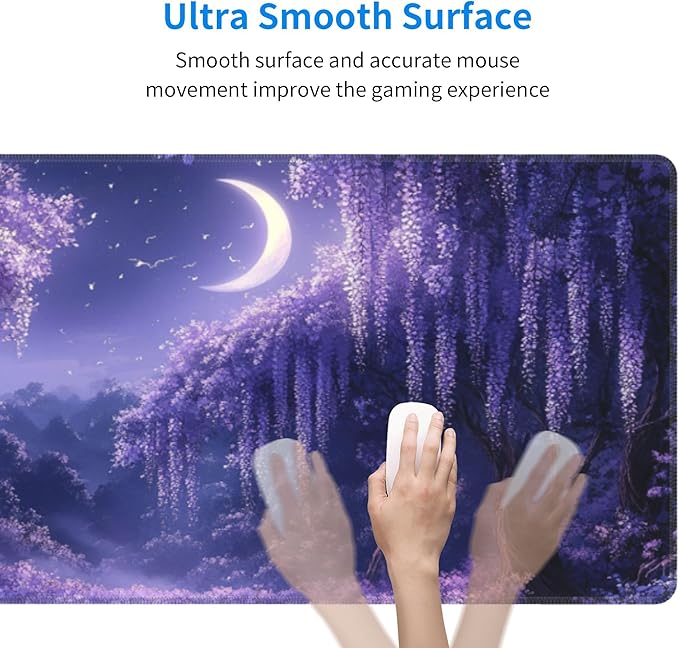 Purple Forest Desk Mat Large Gaming Mouse Pad Fantasy Forest Extended Mousepad Big in Laptop Computer Mouse Keyboard Mat for Office Desk Decor 35.5x16 in