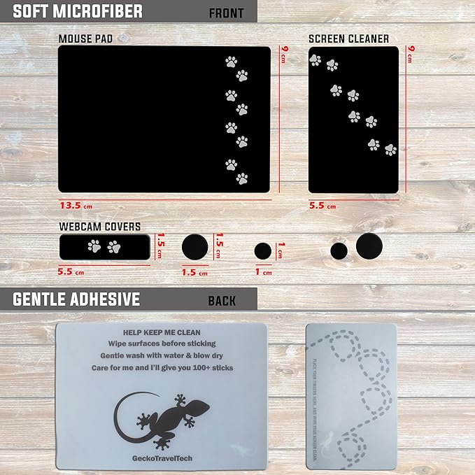 Mouse Pad Adhesive Bottom - Sticks to Any Surface - Portable - Webcam Covers Included (2 Pack - Dog PAW)