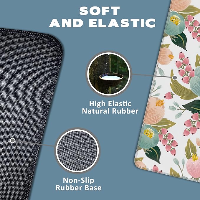 Large Mouse Pad Spring Flowers Extended Gaming Mouse Pad Desk Mat Stitched Edges Mousepad Non-Slip Rubber Base Keyboard Pad for Laptop Computer PC 35.4 x 15.7 inches