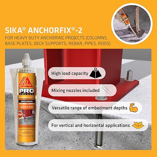 Sika Anchorfix-2 Super Strength Anchoring Adhesive (10.1 fl Oz) and Newborn 930-GTD Drip-Free Smooth Hex Rod Cradle Caulking Gun