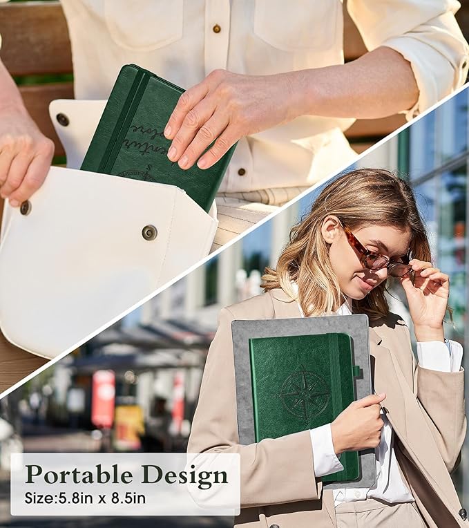 Blank Journal Notebook for Women Men,160 Pages,Inner Pocket,A5 Hardcover Sketchbook for Drawing, Sketch book, Unlined Notebooks for School,Work,Travel Journals for Writing 5.8"x8.5" (Green)