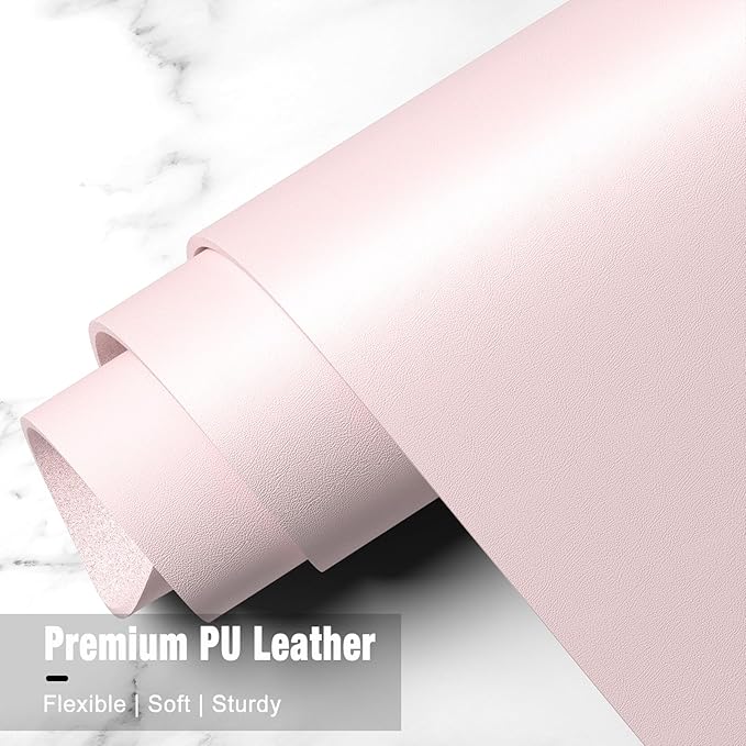 Hsurbtra Desk Pad, 48" x 17" PU Leather Desk Mat, XXXL Extended Mouse Pad, Waterproof Desktop Blotter Protector, Non-Slip Ultra Thin Large Laptop Keyboard Writing Mat for Office Home, Pink