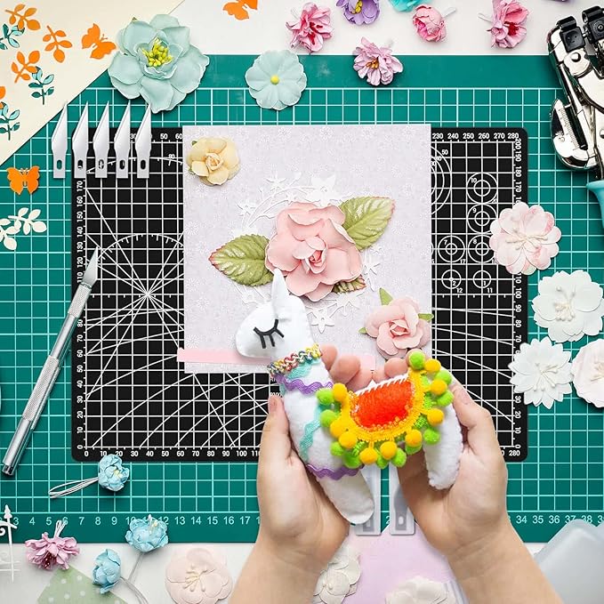 Anezus Exacto Knife with Hobby Mat for Crafts, Self Healing Cutting Mat Hobby Knife with 30 PCS Exacto Blades Precision Knife for Art and Crafts Paper Scrapbooking Stencil (Black)