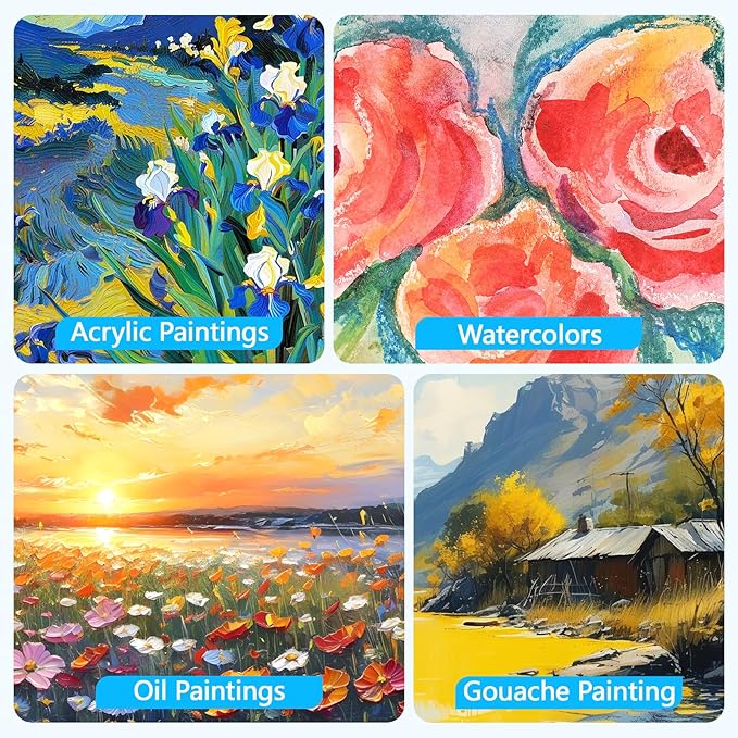 ESRICH Canvas Boards for Painting 12 Pack Art Supplies Paint Canvas 4x4, 5x5, 5x7, 8x10 Blank Large Canvases for Painting-Cotton Primed Canvas Panels for Acrylic, Oil, Gouache & Tempera.