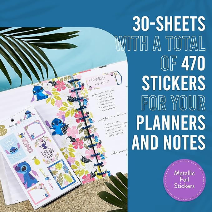 Happy Planner Disney Stickers, Aloha Stitch–Theme Stickers, Planner Accessories, Sticker Set for Calendars and More, Exclusively Sold on Amazon, 30 Sheets