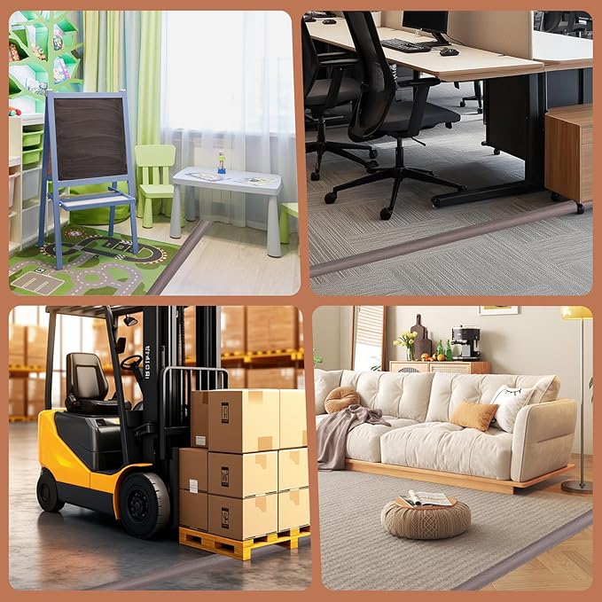 Floor Cord Cover for Wires on Floor Self Adhesive Cord Hider Floor Cable Management Wire Covers for Cords Protector Prevent Cable Trips Cord Cavity W 0.51" x H 0.31", Grayish Brown Wood, 20Ft