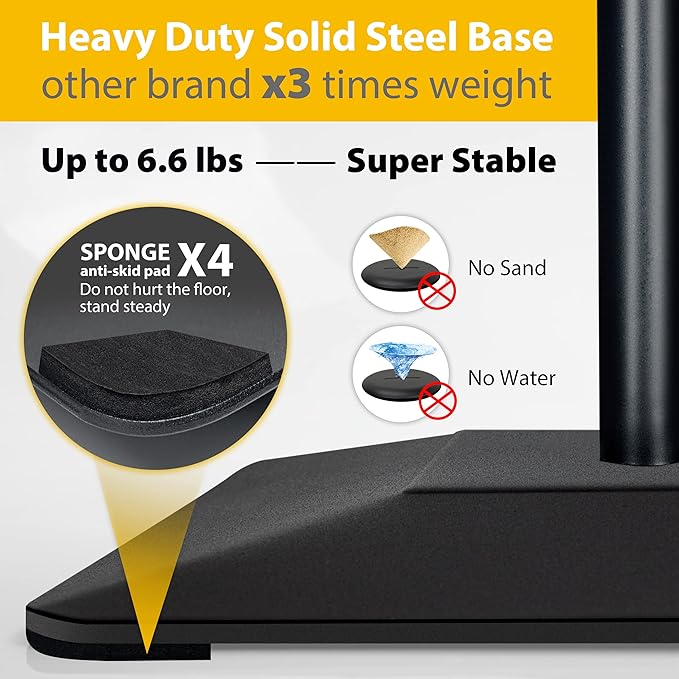 3 Packs Heavy Duty Pedestal Poster Sign Stand, 8.5"x11" Adjustable Floor Standing Sign Holder with 6.6Lbs Solid Steel Base for Vertical and Horizontal View Sign Displayed Stands, Black