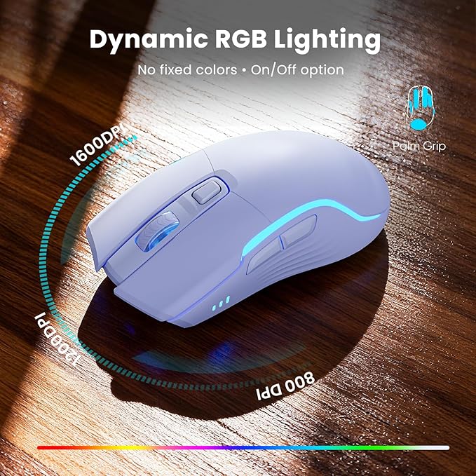 Purple Keyboard and Mouse Wireless Combo, 4000mAh Rechargeable Backlit Quiet Keyboards mice Set, USB Ergonomic Key Board with Wrist Rest & Phone Holder for PC, Mac, Windows, Natural Soft Typing