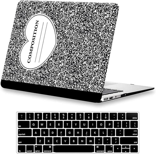 KEROM Compatible for MacBook Air 13 inch Case 2025-2022 M4 M3 M2 A3240 A3113 A2681, MacBook Air M4 13 inch Case, Protective Plastic Hard Shell & Keyboard Cover for Mac Air 13.6'', Composition Book