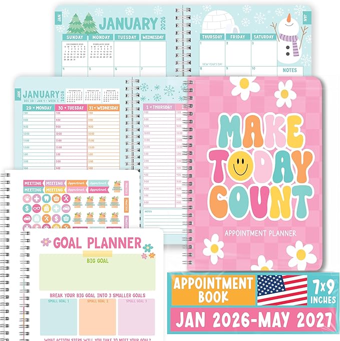 Weekly Appointment Book 2026-2027 - Hourly Appointment Book, Vertical Weekly Planner 2026-2027, Monthly Schedule Books, Retro Daily Planner With Hourly Schedule