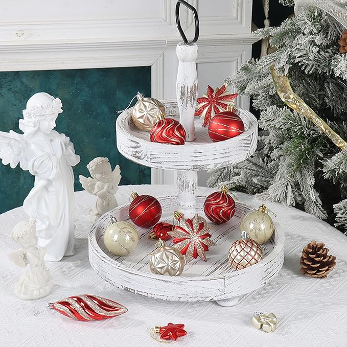 82Pcs Gold and Red Christmas Ornaments Set, Shatterproof Medium Christmas Ball Ornaments, Christmas Decorations Hanging Ornaments for Xmas Trees, Holiday, Party Decor (Gold & Red)